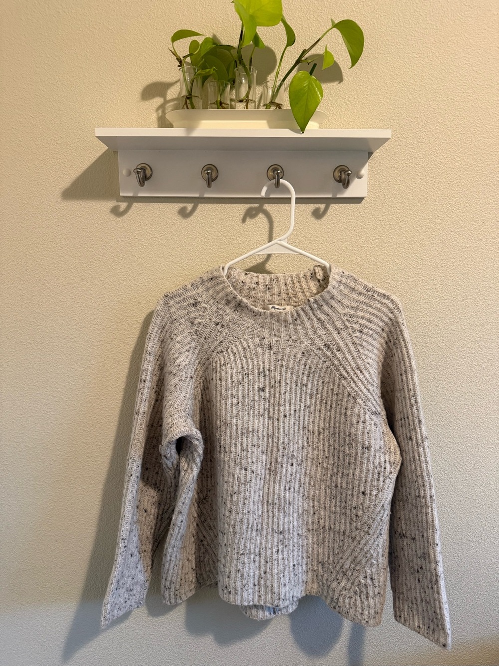 Madewell Light Gray Speckled Crewneck Sweater